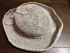 リーフィーで編む麦わら帽子（完成）