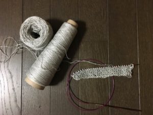 グレイスフルリネン でPresse Lace Shawl